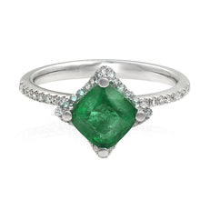 Load image into Gallery viewer, Emerald Gemstone with Diamond Accent in 18k White Gold
