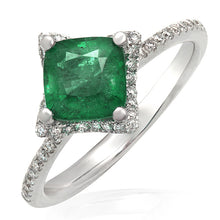Load image into Gallery viewer, Emerald Gemstone with Diamond Accent in 18k White Gold

